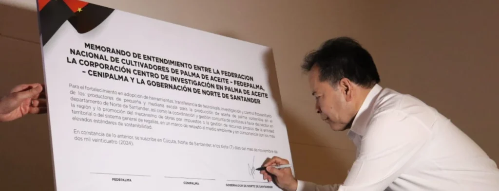 Fedepalma, Cenipalma y la gobernación de Norte Santander firman memorando de entendimiento para impulsar el desarrollo sostenible en el Catatumbo